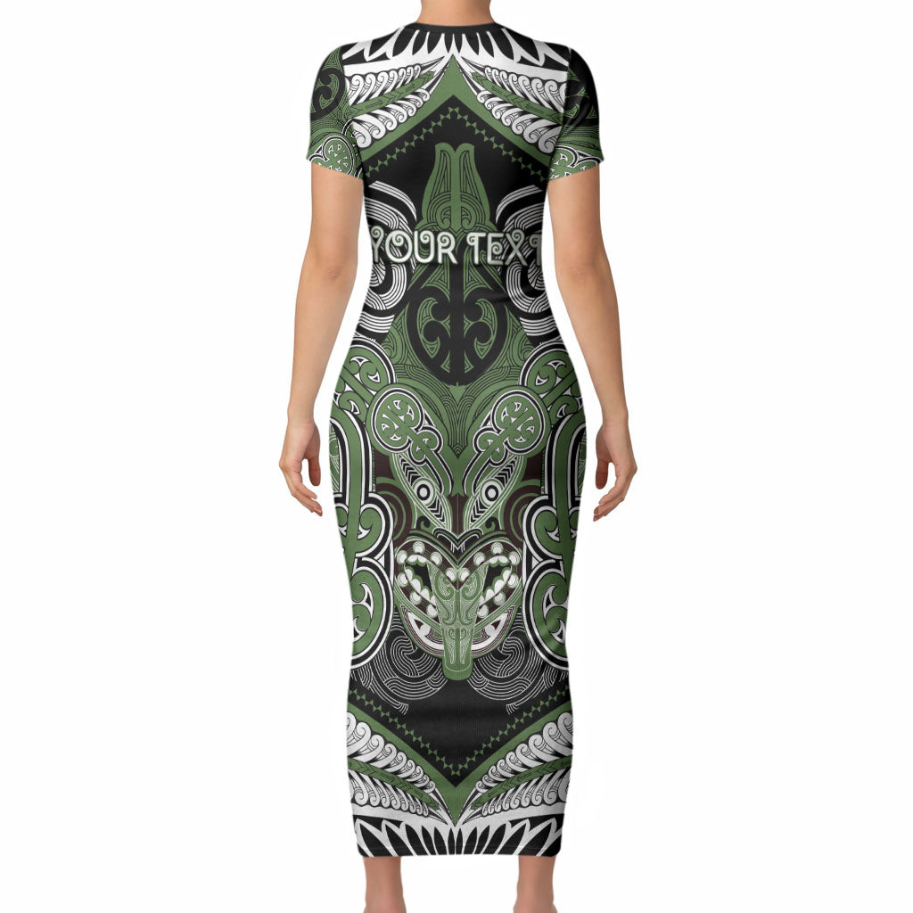 Aotearoa Iwi Ngati Awa Personalised Short Sleeve Bodycon Dress Maori Kowhaiwhai Pattern LT19 - Polynesian Pride