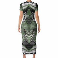 Aotearoa Iwi Ngati Awa Personalised Short Sleeve Bodycon Dress Maori Kowhaiwhai Pattern LT19 - Polynesian Pride