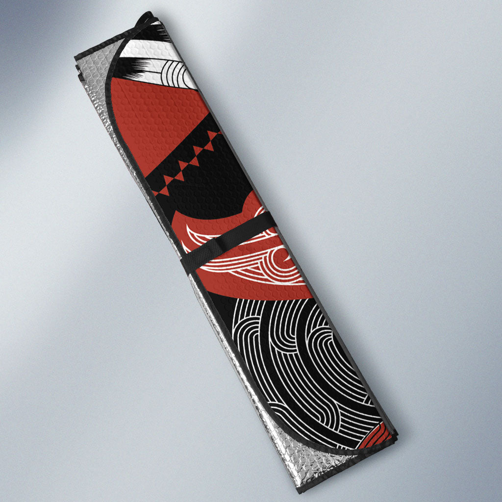 Aotearoa Iwi Rongowhakaata Auto Sun Shade Maori Kowhaiwhai Pattern LT19 - Polynesian Pride