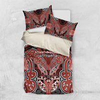 Aotearoa Iwi Rongowhakaata Bedding Set Maori Kowhaiwhai Pattern LT19 US Twin 172cm x 218cm Red - Polynesian Pride