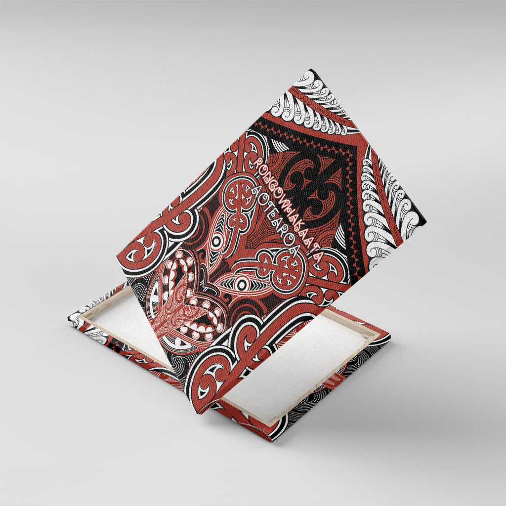 Aotearoa Iwi Rongowhakaata Canvas Wall Art Maori Kowhaiwhai Pattern LT19 With Frame Red - Polynesian Pride