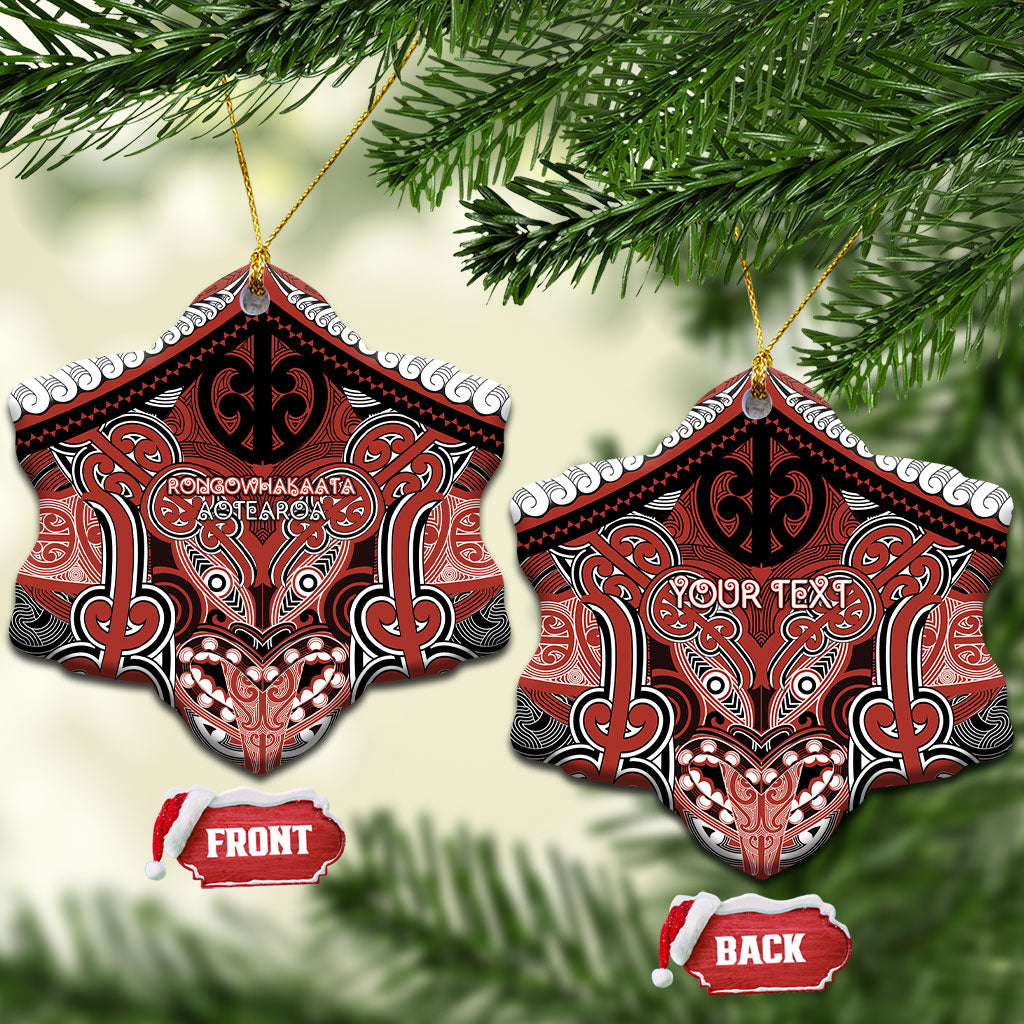 Aotearoa Iwi Rongowhakaata Personalised Ceramic Ornament Maori Kowhaiwhai Pattern LT19 Snow Flake Red - Polynesian Pride