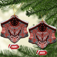 Aotearoa Iwi Rongowhakaata Personalised Ceramic Ornament Maori Kowhaiwhai Pattern LT19 Snow Flake Red - Polynesian Pride