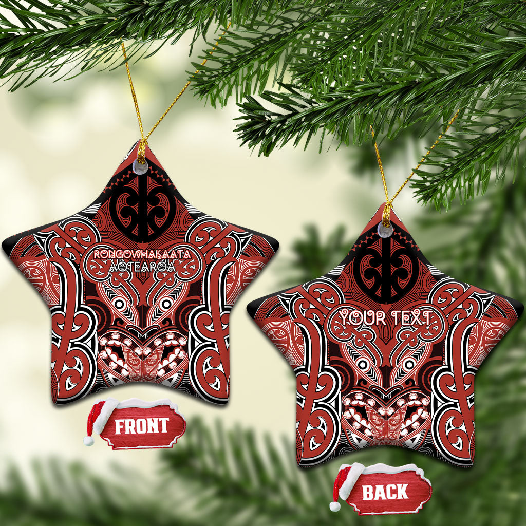 Aotearoa Iwi Rongowhakaata Personalised Ceramic Ornament Maori Kowhaiwhai Pattern LT19 Star Red - Polynesian Pride