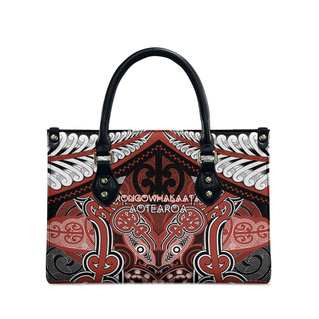 Aotearoa Iwi Rongowhakaata Leather Bag Maori Kowhaiwhai Pattern LT19 - Polynesian Pride