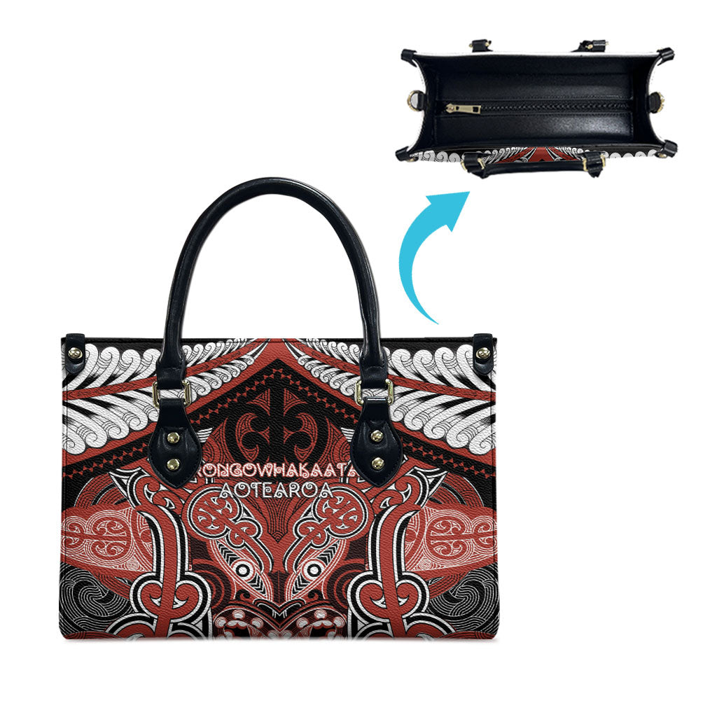 Aotearoa Iwi Rongowhakaata Leather Bag Maori Kowhaiwhai Pattern LT19 - Polynesian Pride