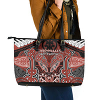 Aotearoa Iwi Rongowhakaata Leather Tote Bag Maori Kowhaiwhai Pattern LT19 - Polynesian Pride