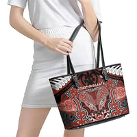 Aotearoa Iwi Rongowhakaata Leather Tote Bag Maori Kowhaiwhai Pattern LT19 - Polynesian Pride