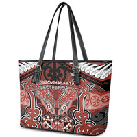 Aotearoa Iwi Rongowhakaata Leather Tote Bag Maori Kowhaiwhai Pattern LT19 - Polynesian Pride
