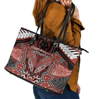 Aotearoa Iwi Rongowhakaata Leather Tote Bag Maori Kowhaiwhai Pattern LT19 - Polynesian Pride
