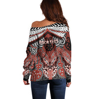 Aotearoa Iwi Rongowhakaata Personalised Off Shoulder Sweater Maori Kowhaiwhai Pattern LT19 - Polynesian Pride