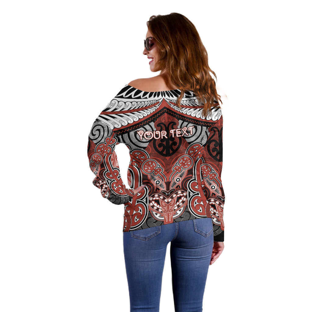 Aotearoa Iwi Rongowhakaata Personalised Off Shoulder Sweater Maori Kowhaiwhai Pattern LT19 - Polynesian Pride