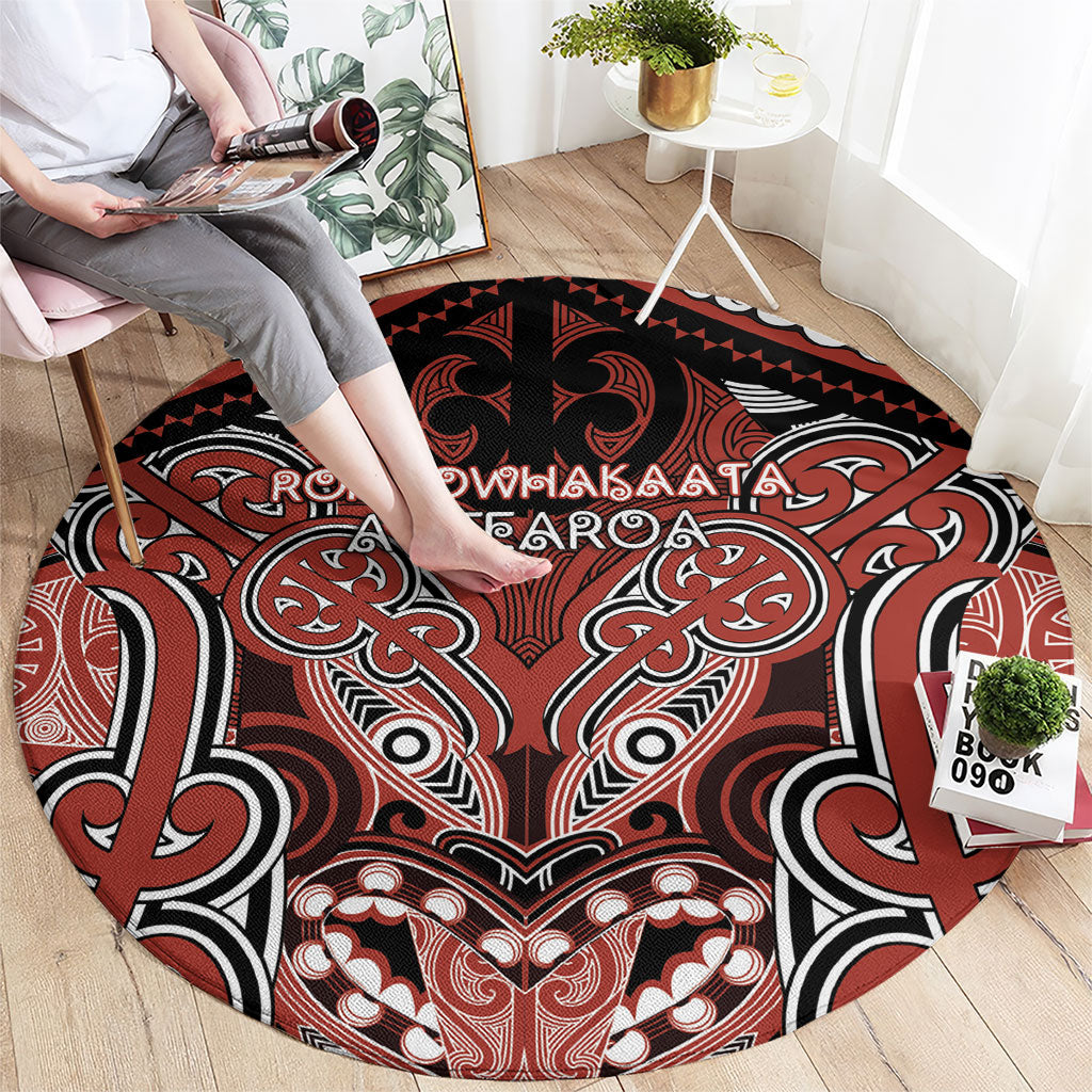 Aotearoa Iwi Rongowhakaata Round Carpet Maori Kowhaiwhai Pattern LT19 - Polynesian Pride