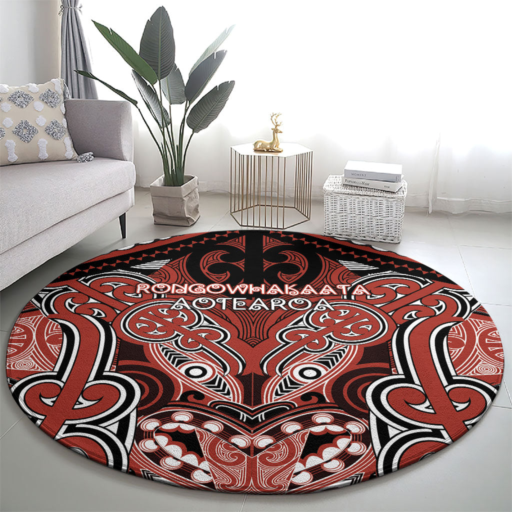Aotearoa Iwi Rongowhakaata Round Carpet Maori Kowhaiwhai Pattern LT19 - Polynesian Pride