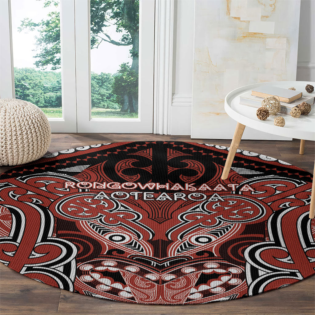 Aotearoa Iwi Rongowhakaata Round Carpet Maori Kowhaiwhai Pattern LT19 - Polynesian Pride