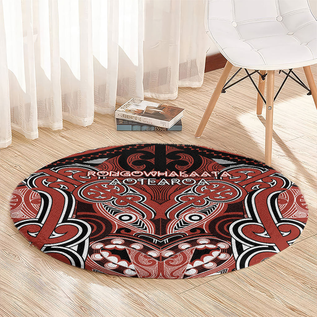 Aotearoa Iwi Rongowhakaata Round Carpet Maori Kowhaiwhai Pattern LT19 - Polynesian Pride
