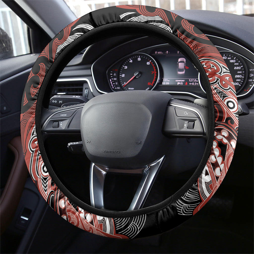 Aotearoa Iwi Rongowhakaata Steering Wheel Cover Maori Kowhaiwhai Pattern LT19 - Polynesian Pride