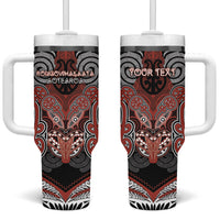 Aotearoa Iwi Rongowhakaata Personalised Tumbler With Handle Maori Kowhaiwhai Pattern LT19 One Size: 40 oz Red - Polynesian Pride