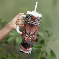 Aotearoa Iwi Rongowhakaata Personalised Tumbler With Handle Maori Kowhaiwhai Pattern LT19 - Polynesian Pride