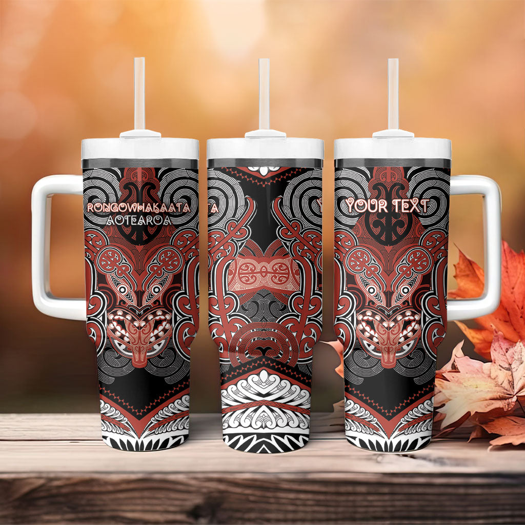 Aotearoa Iwi Rongowhakaata Personalised Tumbler With Handle Maori Kowhaiwhai Pattern LT19 - Polynesian Pride