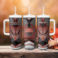 Aotearoa Iwi Rongowhakaata Personalised Tumbler With Handle Maori Kowhaiwhai Pattern LT19 - Polynesian Pride