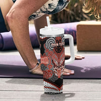Aotearoa Iwi Rongowhakaata Personalised Tumbler With Handle Maori Kowhaiwhai Pattern LT19 - Polynesian Pride