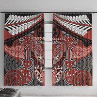 Aotearoa Iwi Rongowhakaata Window Curtain Maori Kowhaiwhai Pattern LT19 With Hooks Red - Polynesian Pride