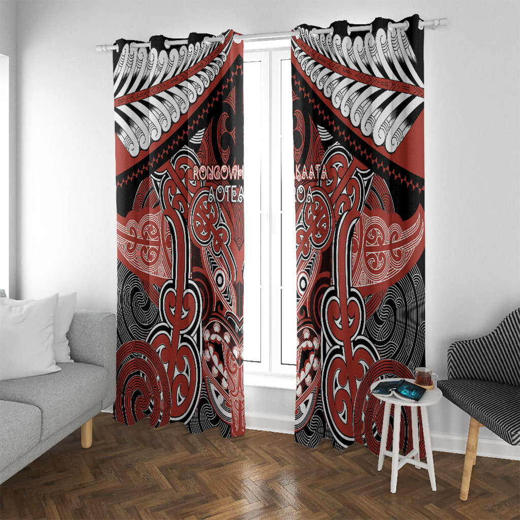 Aotearoa Iwi Rongowhakaata Window Curtain Maori Kowhaiwhai Pattern LT19 With Grommets Red - Polynesian Pride