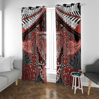 Aotearoa Iwi Rongowhakaata Window Curtain Maori Kowhaiwhai Pattern LT19 With Grommets Red - Polynesian Pride