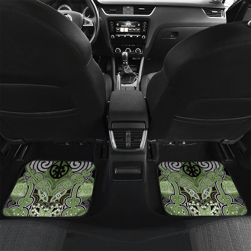 Aotearoa Iwi Ngati Raukawa Personalised Car Mats Maori Kowhaiwhai Pattern LT19 Set 2pcs - Back Green - Polynesian Pride