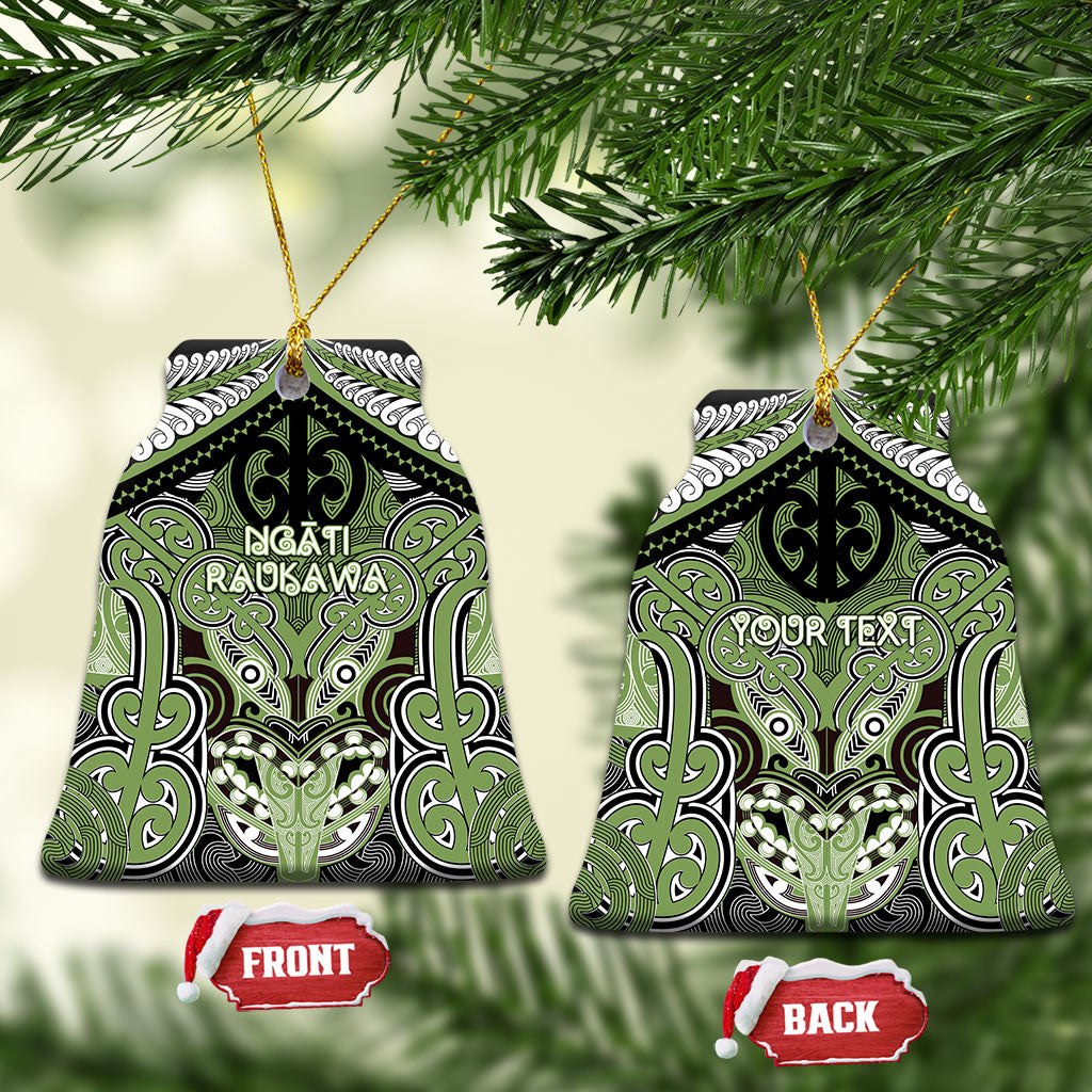 Aotearoa Iwi Ngati Raukawa Personalised Ceramic Ornament Maori Kowhaiwhai Pattern LT19 Bell Flake Green - Polynesian Pride