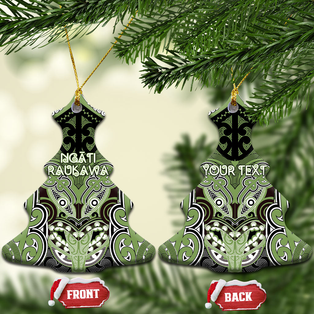 Aotearoa Iwi Ngati Raukawa Personalised Ceramic Ornament Maori Kowhaiwhai Pattern LT19 Christmas Tree Green - Polynesian Pride