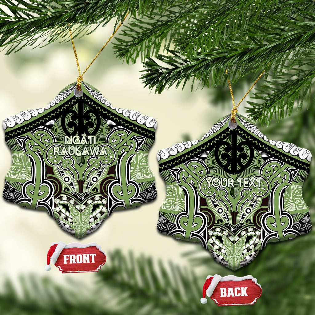 Aotearoa Iwi Ngati Raukawa Personalised Ceramic Ornament Maori Kowhaiwhai Pattern LT19 Snow Flake Green - Polynesian Pride