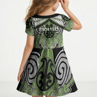 Aotearoa Iwi Ngati Raukawa Personalised Kid Short Sleeve Dress Maori Kowhaiwhai Pattern LT19 - Polynesian Pride