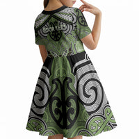 Aotearoa Iwi Ngati Raukawa Personalised Kid Short Sleeve Dress Maori Kowhaiwhai Pattern LT19 - Polynesian Pride