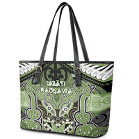 Aotearoa Iwi Ngati Raukawa Leather Tote Bag Maori Kowhaiwhai Pattern LT19 - Polynesian Pride