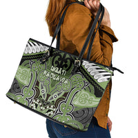Aotearoa Iwi Ngati Raukawa Leather Tote Bag Maori Kowhaiwhai Pattern LT19 - Polynesian Pride