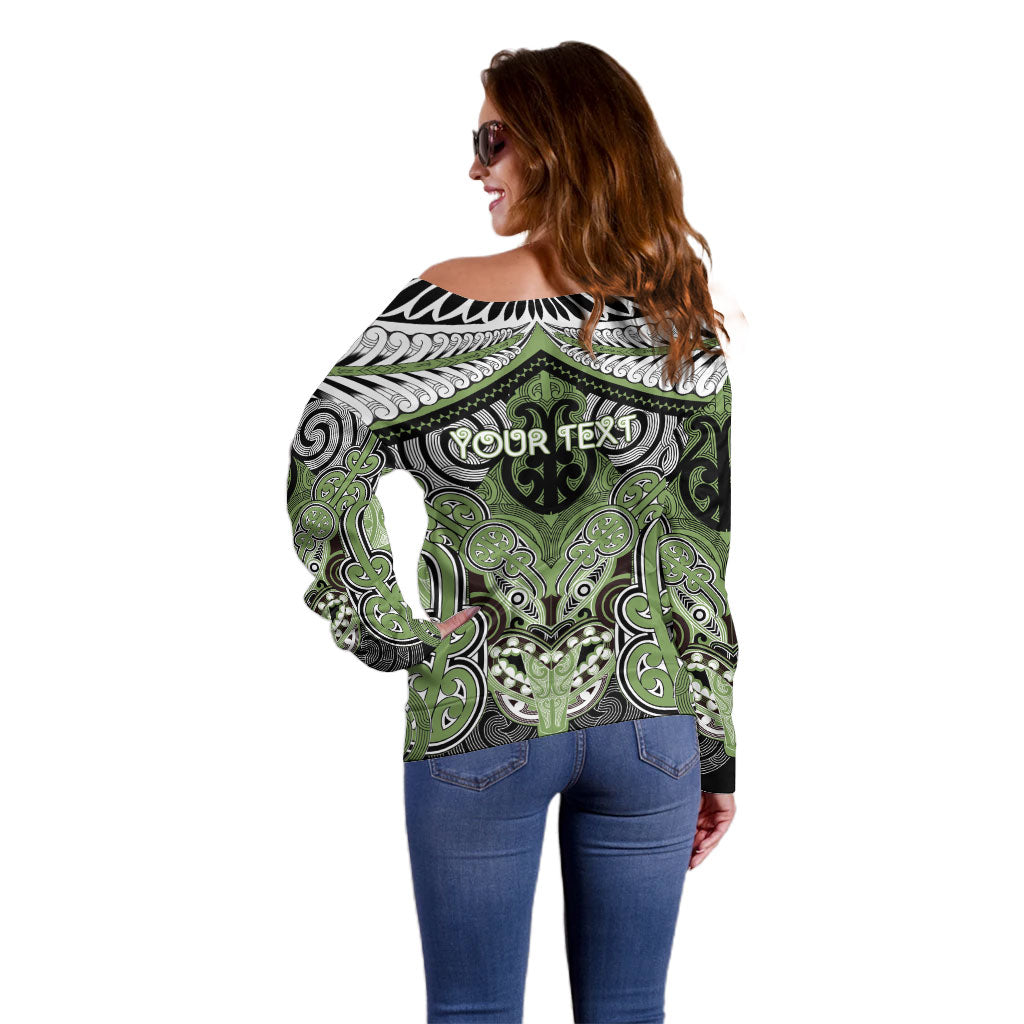 Aotearoa Iwi Ngati Raukawa Personalised Off Shoulder Sweater Maori Kowhaiwhai Pattern LT19 - Polynesian Pride