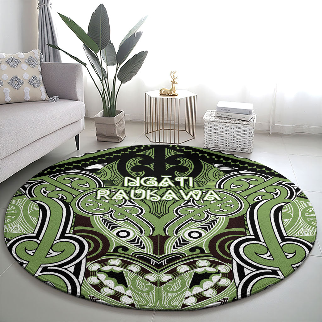 Aotearoa Iwi Ngati Raukawa Round Carpet Maori Kowhaiwhai Pattern LT19 - Polynesian Pride