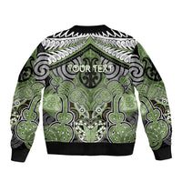 Aotearoa Iwi Ngati Raukawa Personalised Sleeve Zip Bomber Jacket Maori Kowhaiwhai Pattern LT19 - Polynesian Pride