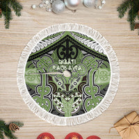 Aotearoa Iwi Ngati Raukawa Tree Skirt Maori Kowhaiwhai Pattern LT19 Fringed Green - Polynesian Pride