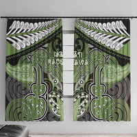 Aotearoa Iwi Ngati Raukawa Window Curtain Maori Kowhaiwhai Pattern LT19 With Hooks Green - Polynesian Pride