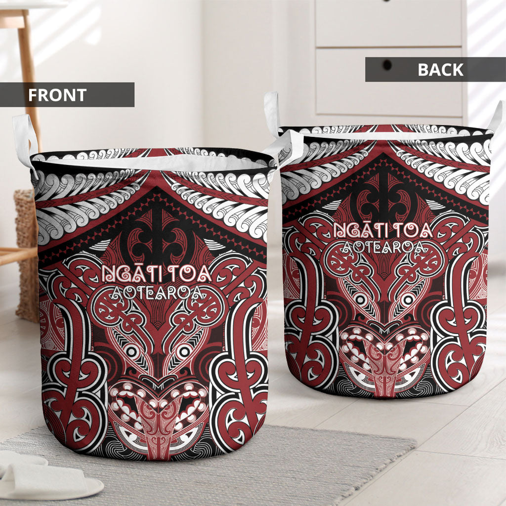 Aotearoa Iwi Ngati Toa Laundry Basket Maori Kowhaiwhai Pattern LT19 - Polynesian Pride