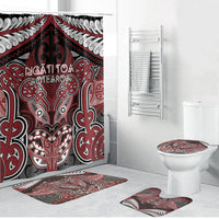 Aotearoa Iwi Ngati Toa Bathroom Set Maori Kowhaiwhai Pattern LT19 Bathroom Set (4 pcs) Red - Polynesian Pride