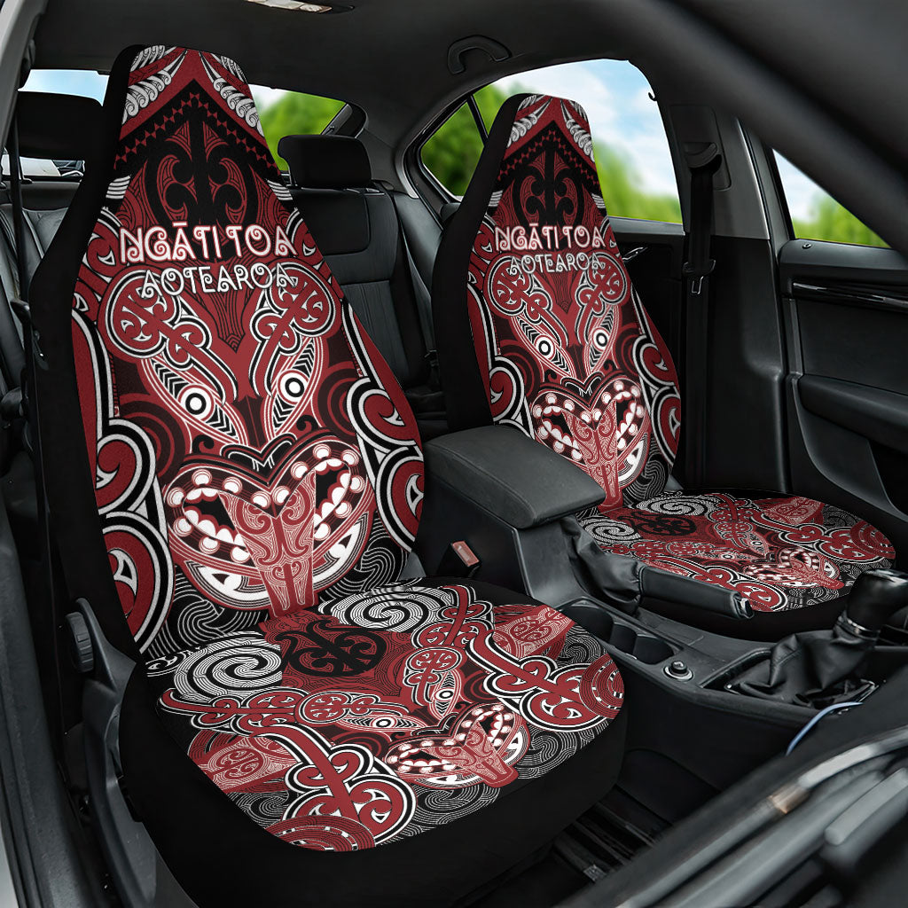 Aotearoa Iwi Ngati Toa Car Seat Cover Maori Kowhaiwhai Pattern LT19 One Size Red - Polynesian Pride