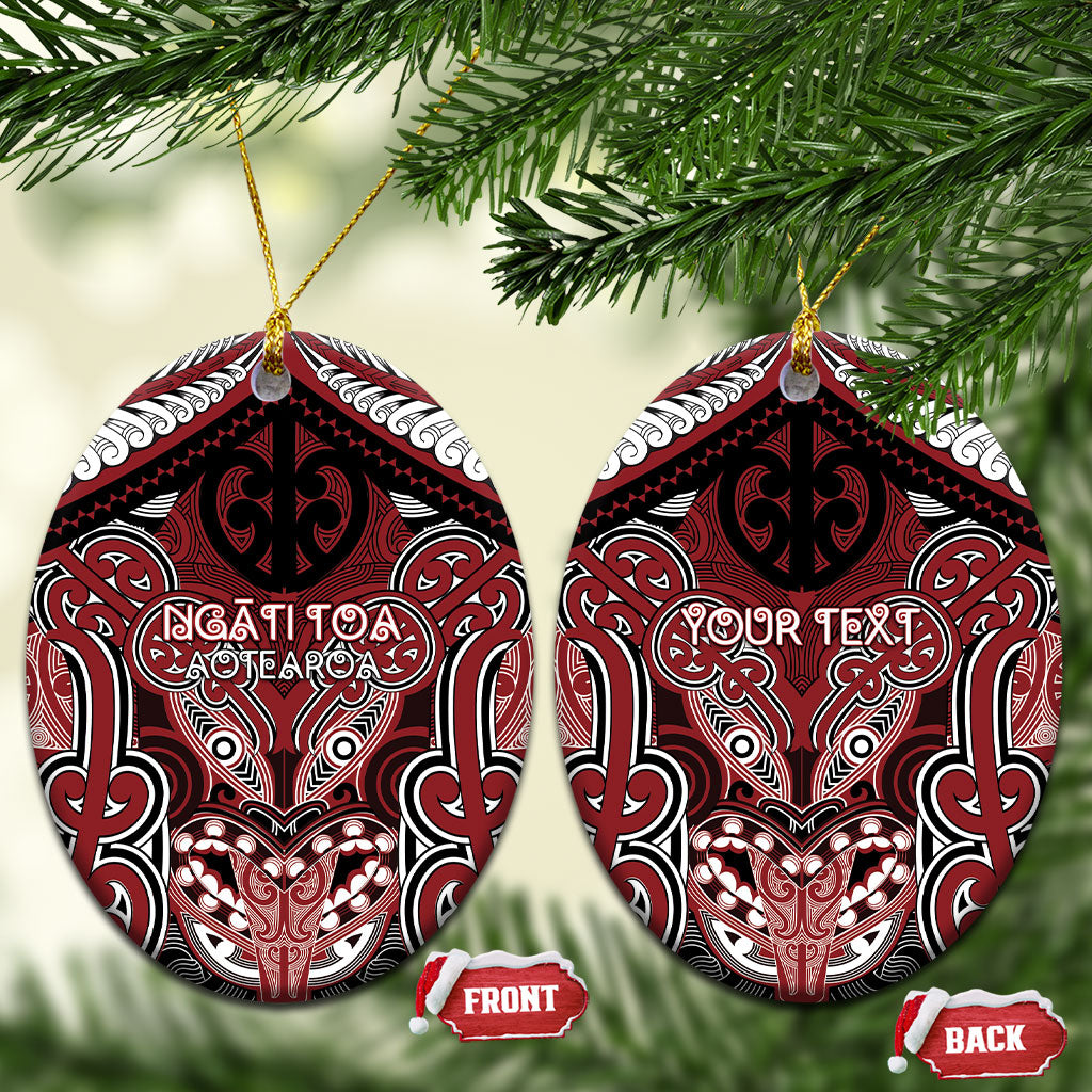 Aotearoa Iwi Ngati Toa Personalised Ceramic Ornament Maori Kowhaiwhai Pattern LT19 Oval Red - Polynesian Pride