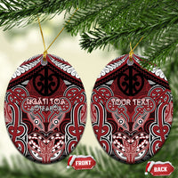 Aotearoa Iwi Ngati Toa Personalised Ceramic Ornament Maori Kowhaiwhai Pattern LT19 Oval Red - Polynesian Pride
