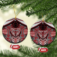 Aotearoa Iwi Ngati Toa Personalised Ceramic Ornament Maori Kowhaiwhai Pattern LT19 Circle Red - Polynesian Pride