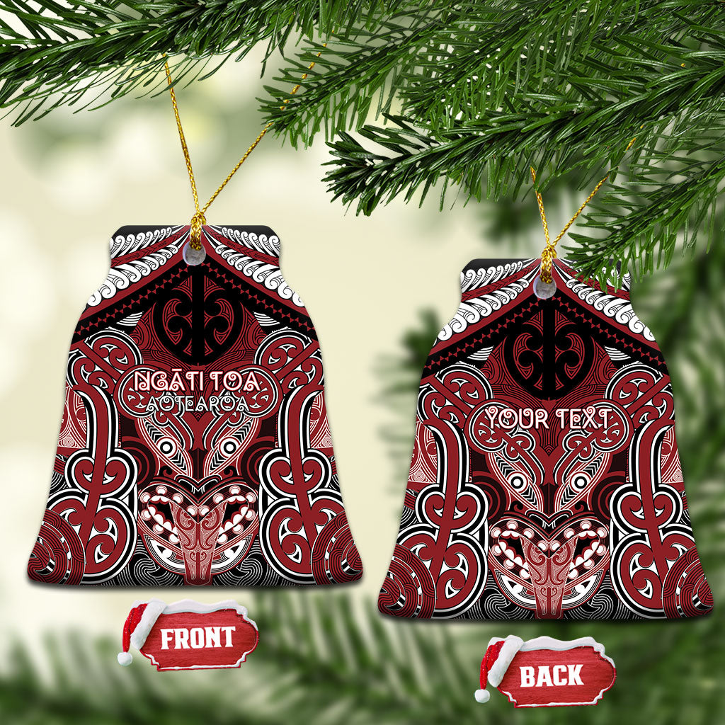 Aotearoa Iwi Ngati Toa Personalised Ceramic Ornament Maori Kowhaiwhai Pattern LT19 Bell Flake Red - Polynesian Pride