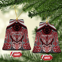 Aotearoa Iwi Ngati Toa Personalised Ceramic Ornament Maori Kowhaiwhai Pattern LT19 Bell Flake Red - Polynesian Pride